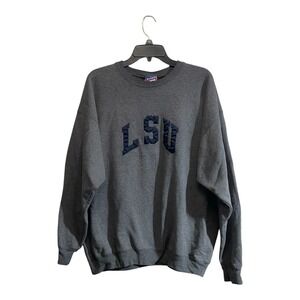 LSU Tigers Sweatshirt XL Gray Fleece 90s Football College Bayou Vintage Pullover
